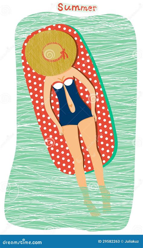 Girl Sunbathing At The Beach Stock Vector Illustration Of Peaceful