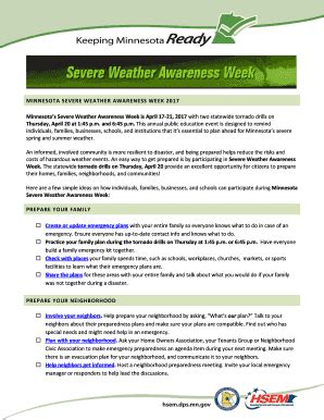 Fillable Online Minnesotas Severe Weather Awareness Week Is April