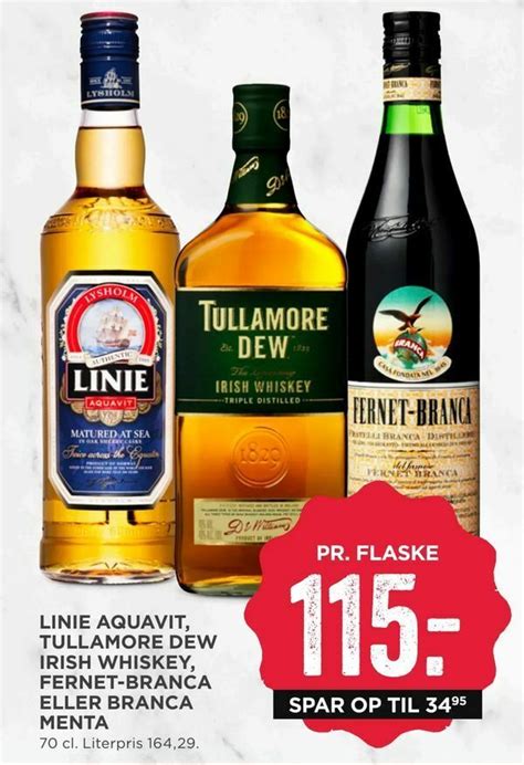 Linie Aquavit Tullamore Dew Irish Whiskey Fernet Branca Eller Branca