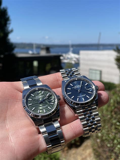 Wts Rolex Datejust Ref Bright Blue Fluted Motif And Olive