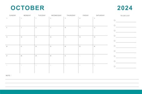 Oktober Kalender Monatsplaner Vorlage Sonntagsstart Vektordesign