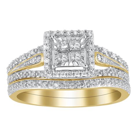 Forever Bride 10k Yellow Gold 13 Cttw Diamond Bridal Ring J Color I3