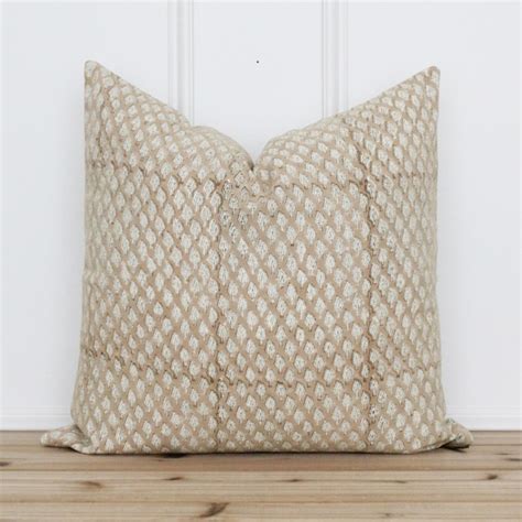 Tan Hand Block Pillow Cover Nude Pillow Cover Indian Hand Etsy