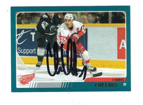 Chris Chelios Autographed 2003 04 TOPPS HOCKEY CARD SIGNED DETROIT RED