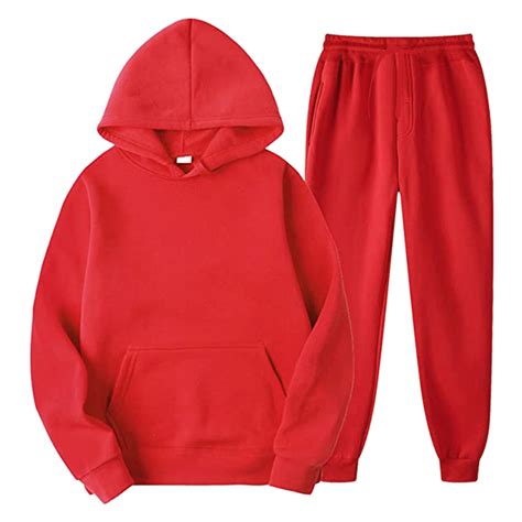 Haxmnou Men S Tracksuit 2 Piece Hoodie Sweatsuits Sets Jogging Suits With Pocket Red Xxxl