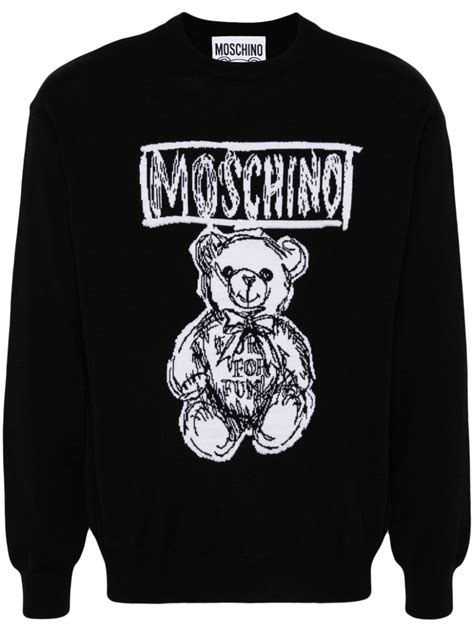 Moschino Teddy Bear Intarsia Wool Jumper Black Farfetch