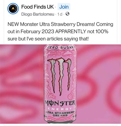 Monster Ultra Strawberry Dreams is rumoured to release in UK on February 👀 : r/energydrinks