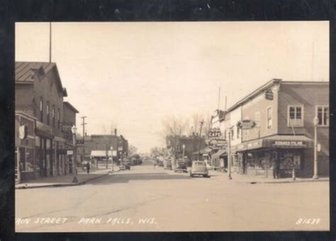 Real Photo Park Falls Wisconsin Downtown Street Scene Postcard Copy Ebay