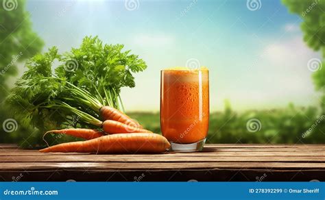 Carrot Juice On A Rustic Wooden Table Stock Illustration Illustration