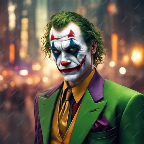 Premium Ai Image Joker Portrait Isolated On Blurred City Background