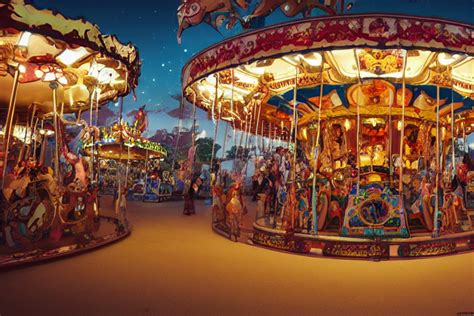 Prompthunt Wide Angle Shot Of A Fantasy Carousel In The Style Of