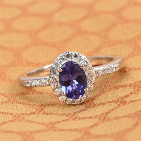 Oval Cut Tanzanite Halo Ring Tanzanite Engagement Ring Etsy