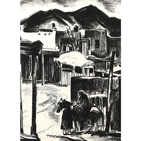 Taos New Mexico Original 20th Century Signed Lithograph Print Alfred