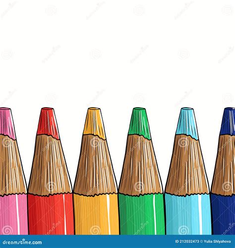 Colored Pencils Laying In Row Stock Vector Illustration Of Draw