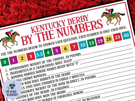 Derby Game Derby Trivia Kentucky Derby Party Game Run For The Roses