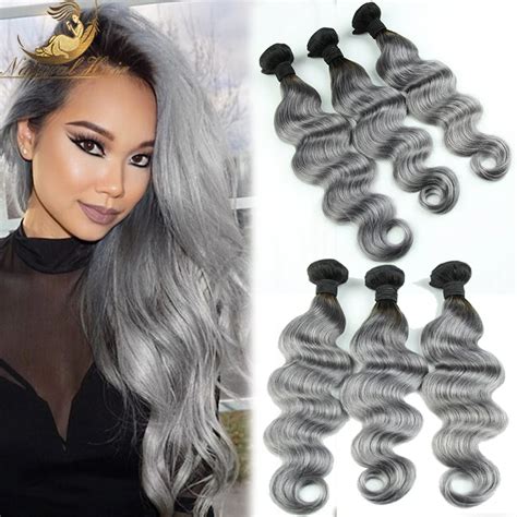 New Arrival Brazilian Body Wave 3pcslot Ombre Silver Grey Hair Weaving 1bgray Two Tone