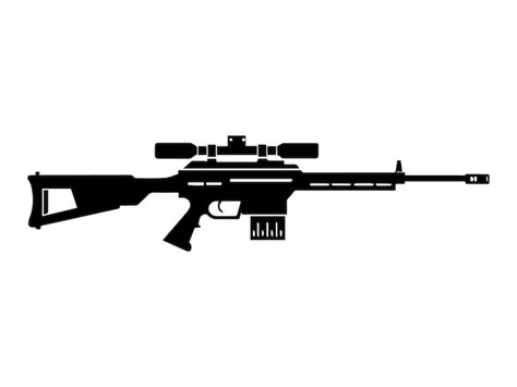 Sniper Rifle Silhouette Vector Illustration Weapon Gun Premium AI