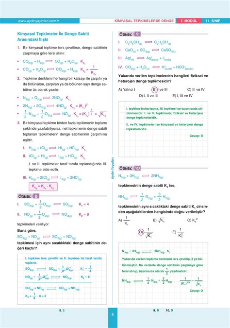 Ayt Kimya S N F Ders Leyi Mod Lleri Mod L Kimyasal