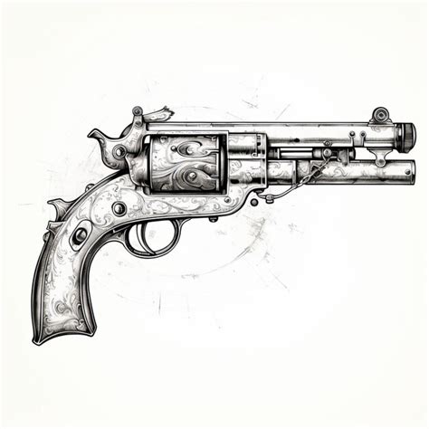 Premium AI Image | Vintage Revolver Style Drawing Sketch Illustration