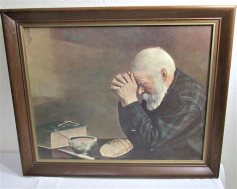 Painting Of Old Man Praying Over Bread