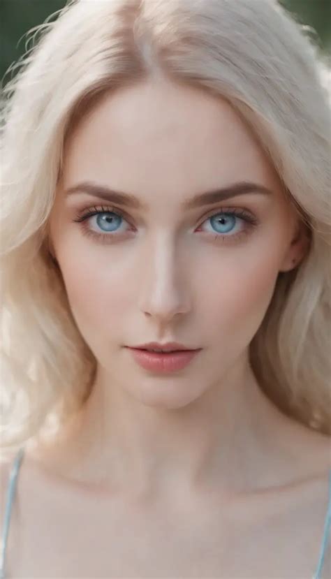 Femme Blonde Posant Avec Les Yeux Bleus Et Le Haut De Soutien Gorge Blanc Sur La Photo Portez