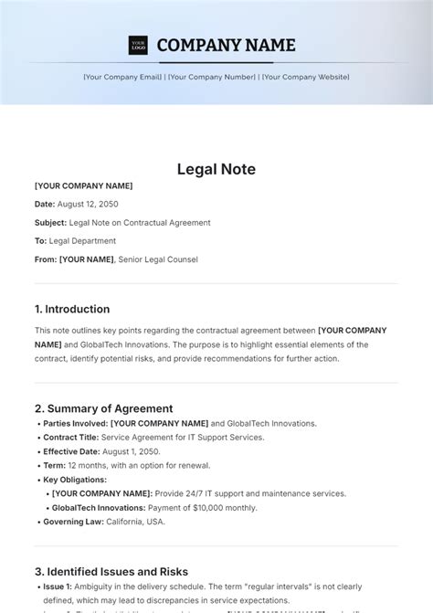 Free Legal Note Template Edit Online And Download