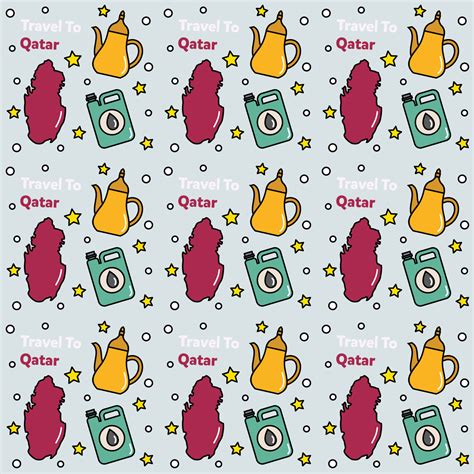 Travel To Qatar Doodle Seamless Pattern Vector Design Vector