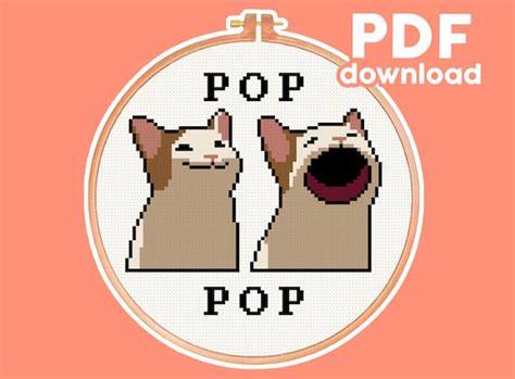 Pop Cat Mouth Open Popping Cat Meme Funny Modern - Etsy