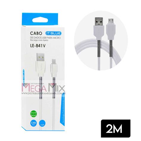 Cabo De Dados Micro USB V8 2M 3 1A LE 841V 2 Mega Mix