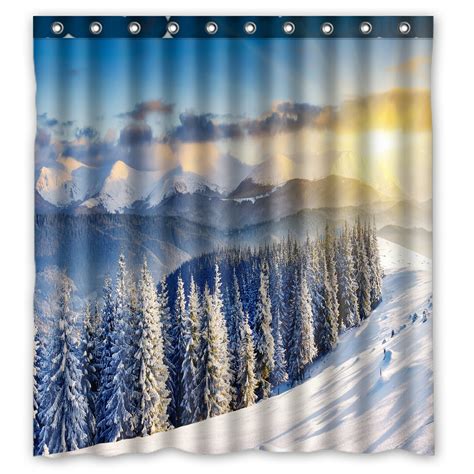 PHFZK Nature Scenery Shower Curtain Majestic Sunset In The Winter