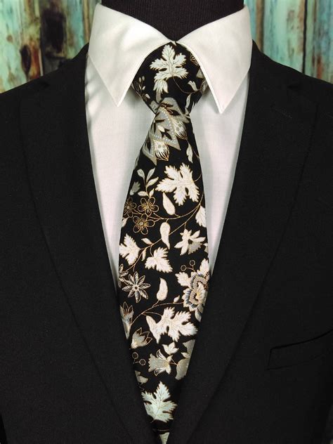 Floral Tie Black Floral Tie Will Make A Lovey Mens Tie For Black And