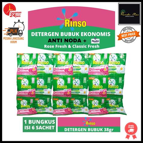 Jual Rinso Molto Deterjen Bubuk Anti Noda Rose Fresh Classic Fresh