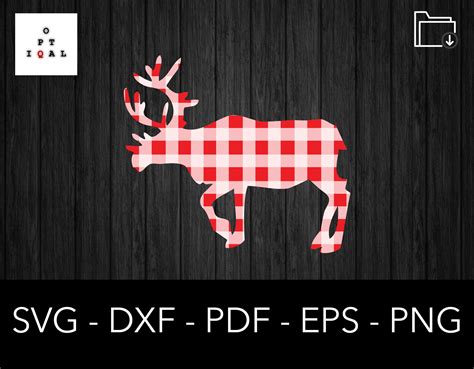 Reindeer Svg Buffalo Plaid Reindeer Svg Moose Svg Christmas Etsy