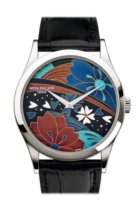 Patek Philippe Calatrava Enamel Artwork Dial Black Leather P