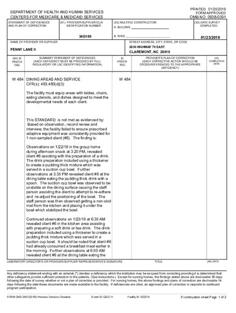 Fillable Online Nursing Home Survey Report Details For SANTA ROSA