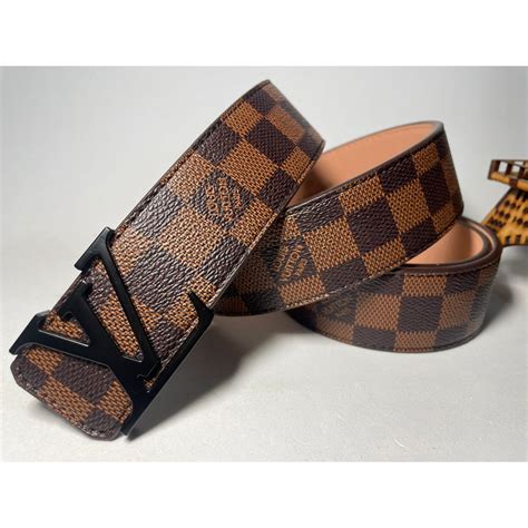 Cinto Masculino Louis Vuitton Xadrez Marrom Damier Ebene Couro Legitimo