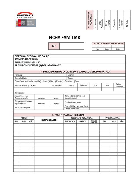 Ficha Familiar Doc Ficha Familiar N De Integrantes De La Familia N