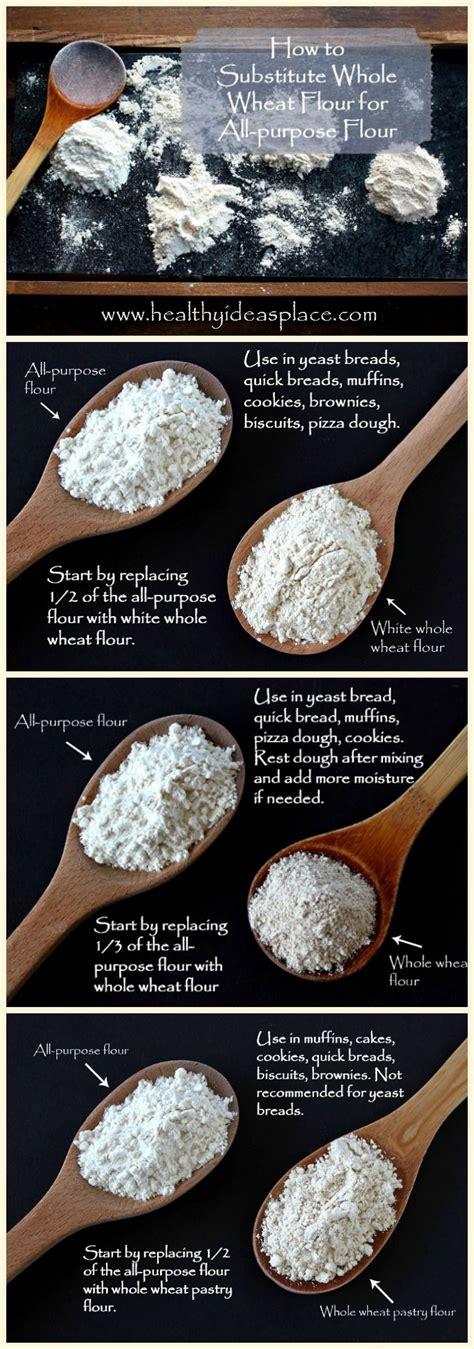 How To Substitute Whole Wheat Flour For All Purpose Flour Healthy Flour Wheat Recipes Whole