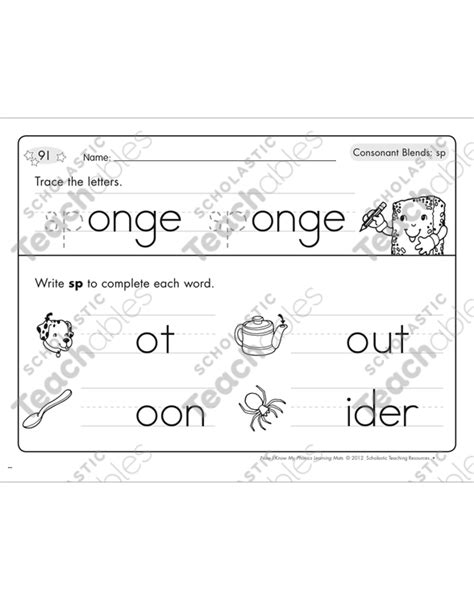 Consonant Blends Sp Phonics Learning Mats Printable Skills Sheets Worksheets Library