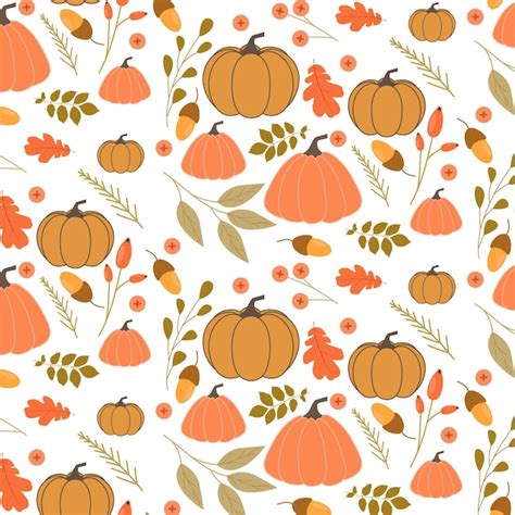 Premium Vector Seamless Autumn Pattern With Pumpkins