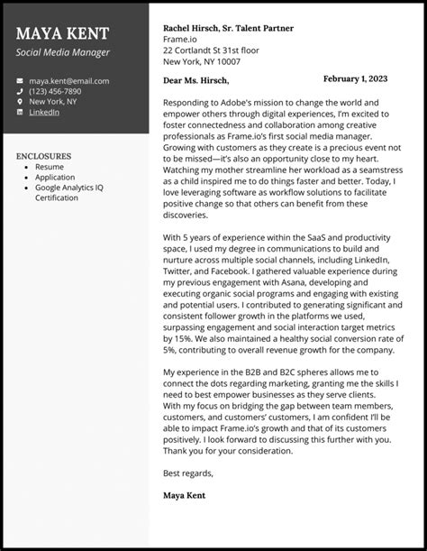 25 Social Media Manager Cover Letter Examples For 2024