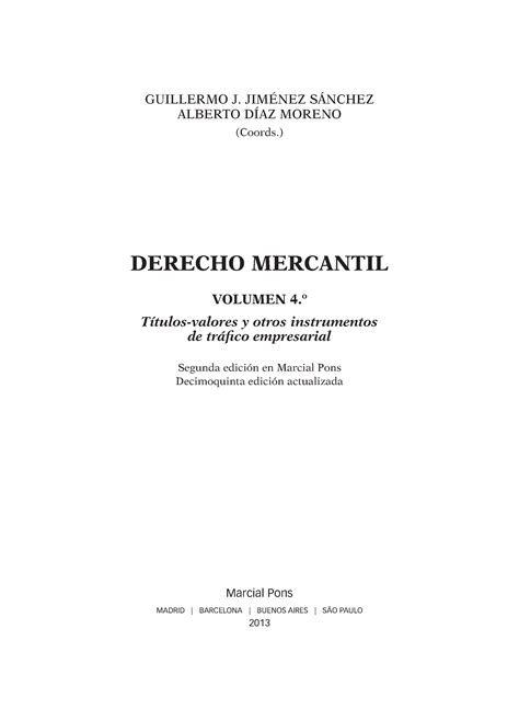 9788415948094 Es El índice Del Libro De Derecho Mercantil Guillermo