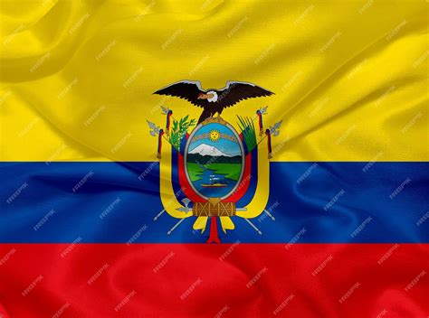 Bandera De Ecuador En Material De Bandera Foto Premium