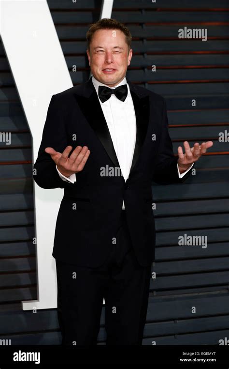 Elon Musk Attending The Vanity Fair Oscar Party 2015 On February 22