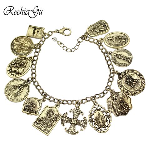 Catholic Religious Church Medals Saints Pray For Us Cross Bible Chain