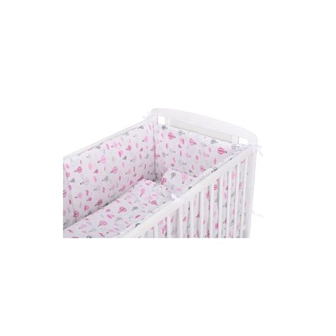 BabyNeeds Lenjerie Patut 5 Piese 120x60 Cm Baloane Roz Smart Baby