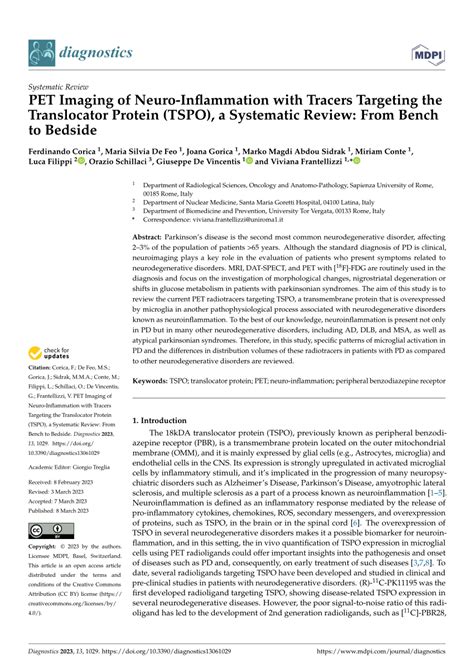 Pdf Pet Imaging Of Neuro Inflammation With Tracers Targeting The