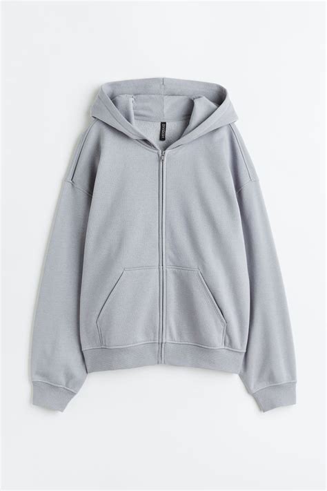 Oversized Zip Up Hoodie Light Grey Ladies Handm Au