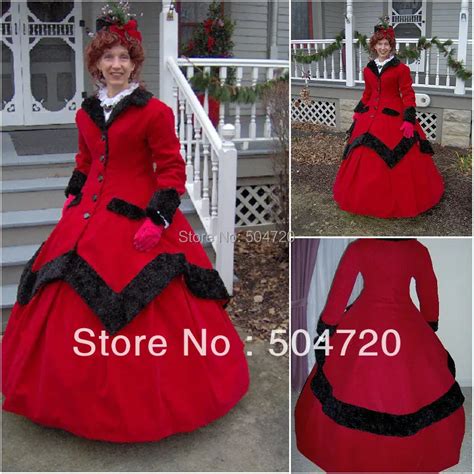 Buy 1800s Red Cotton Civil War Southern Belle Ball