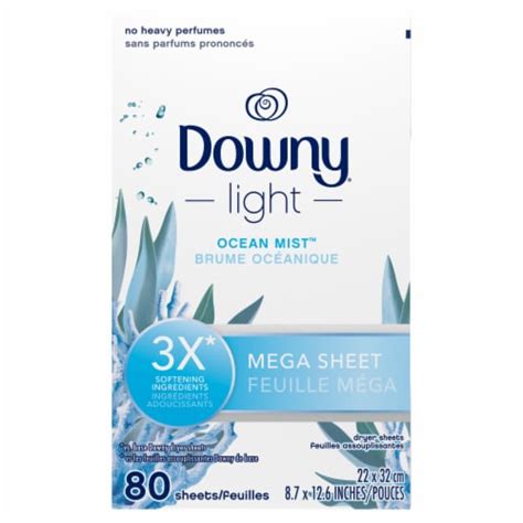 Downy Light Mega Dryer Sheets Fabric Softener Dryer Sheets Ocean Mist